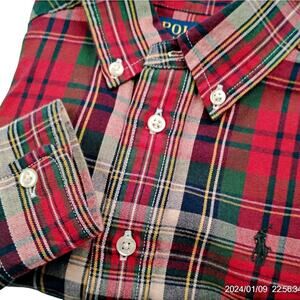 Polo Ralph Lauren Boy's 4/4T Red Green Plaid Long Sleeve Button Down Shirt Pony